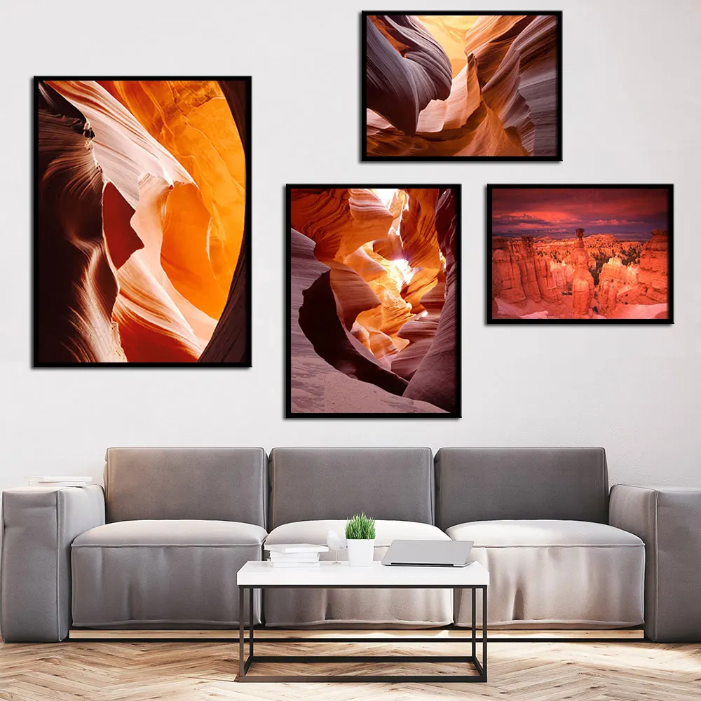 Каньон антилопы Современный Пейзаж Плакат настенная живопись холст