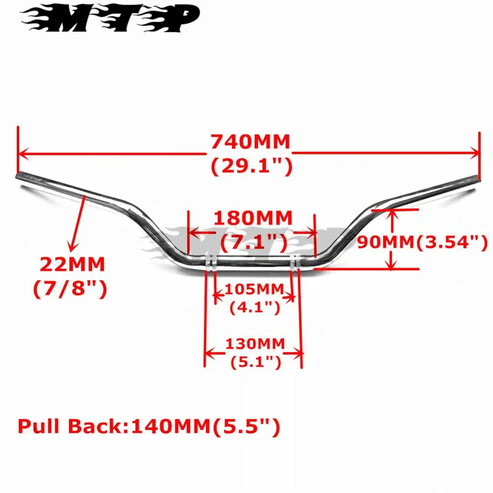 Мото 7/8 &quot22 мм поднятый руль для Yamaha XV1100 XV250 V-Star/Virago 250 VMAX Kawasaki VN500 Honda GOLD WING |