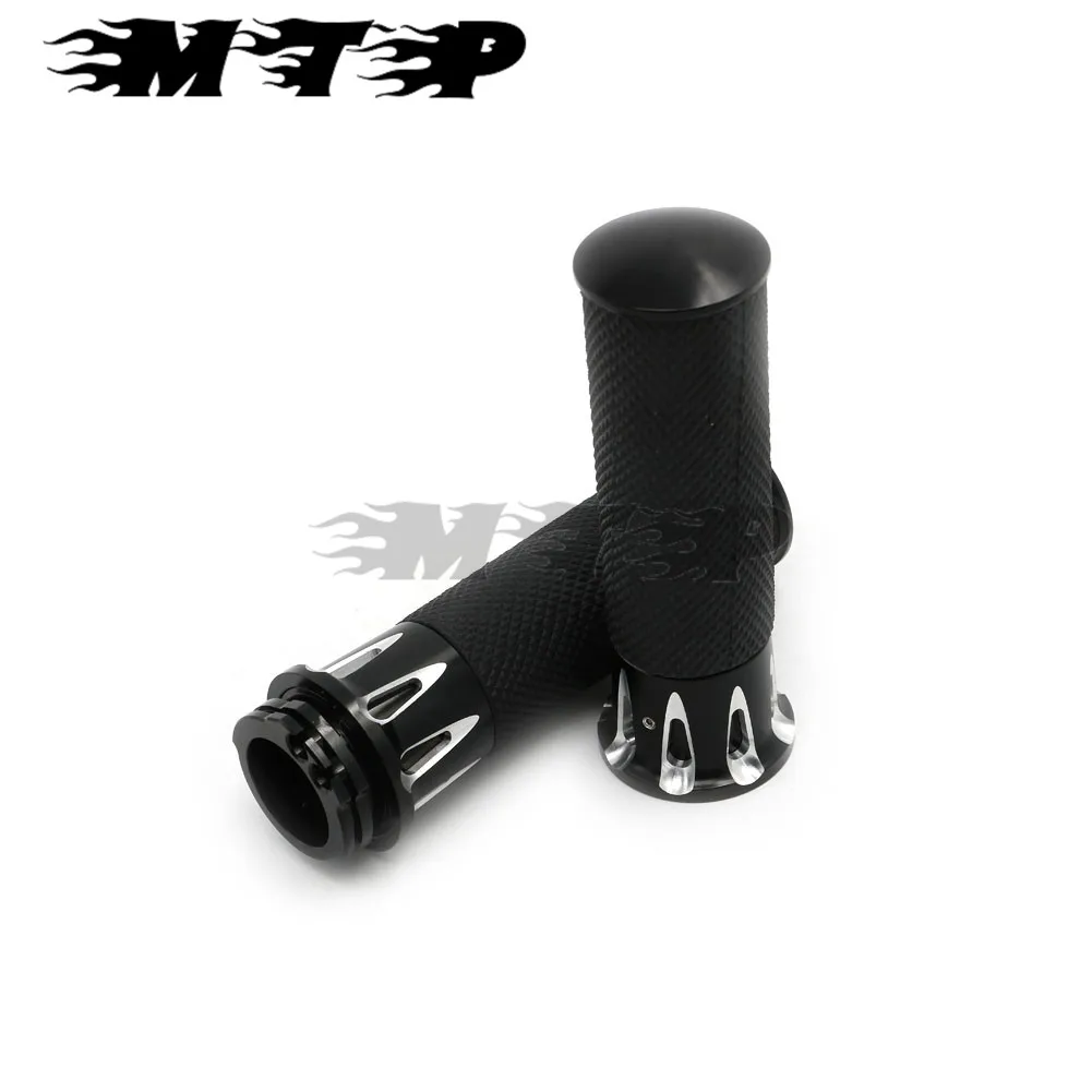 Motorcycle CNC Rubber Racer 1&quot 25MM Handgrips Hand Grip Vintage for 1984-2016 Harley Sportster XL 1200 883 Dyna Touring Softail |