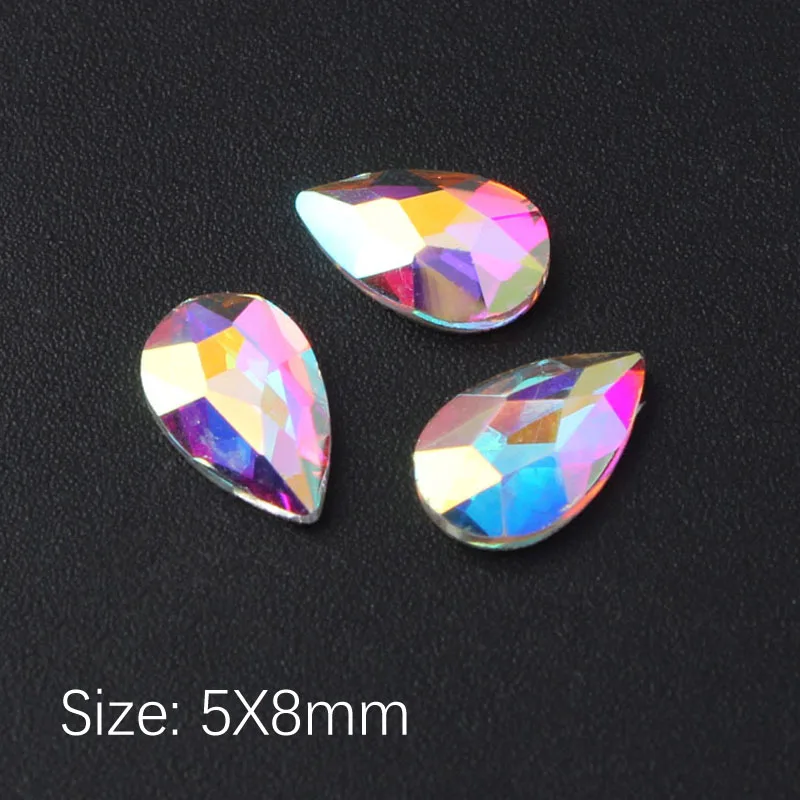 New Drop 5X8mm Лучшие продажи кристалл AB 3D дизайн ногтей Стразы необычной формы кристаллы и камни для DIY художественное оформление ногтей - Цвет: New Drop 5X8mm