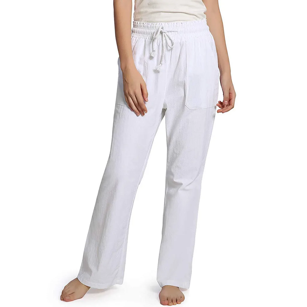 Женские летние брюки pantalon femme повседневные с высокой талией широкие мягкие и