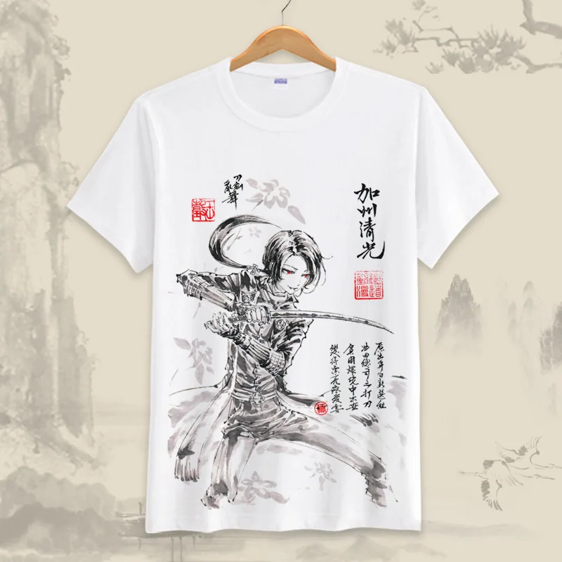 Новая летняя Аниме игра футболка Touken Ranbu онлайн косплей чернила топы с картинками