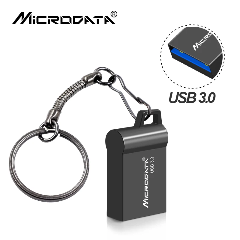 Black Ультра мини USB 3,0 флеш-накопитель 16 ГБ 32 ГБ usb флеш-накопитель 64 ГБ 128 ГБ Флешка meatl memoria usb флешка с кольцом для ключей - Цвет: Black