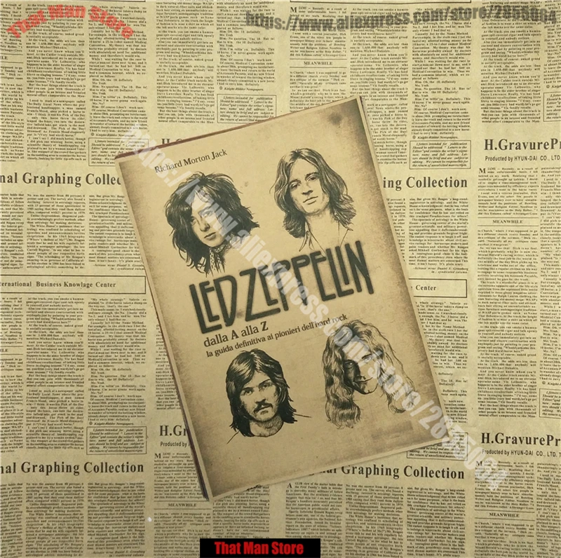 ВИНТАЖНЫЙ ПЛАКАТ Led Zeppelin крафт-бумага ретро-рок постер классический старый группа Ретро плакат 42X30CM - Цвет: Шоколад