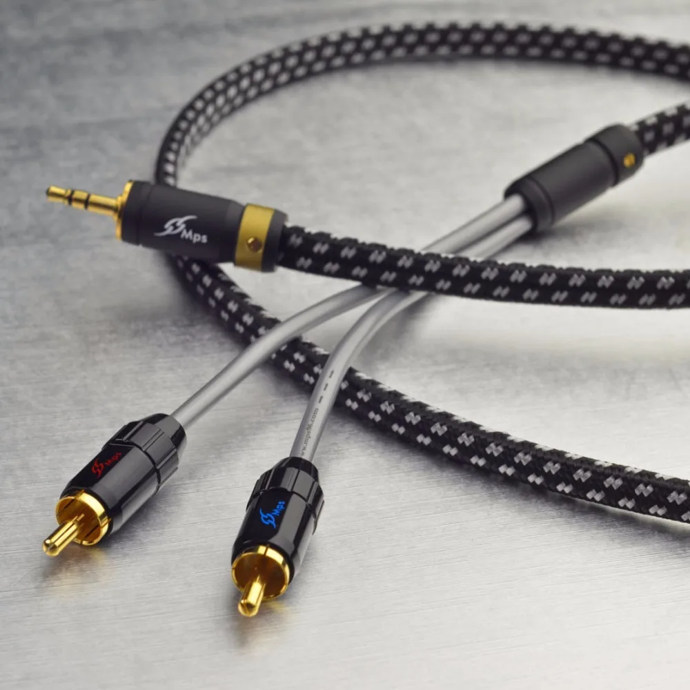 

MPS X-7 Leopard HiFi 99.9997% OCC 24K Gold Plated Plug 3.5mm To 2 RCA Lotus Plugs Audio 2 RAC Male To 3.5 Male Speaker Cable