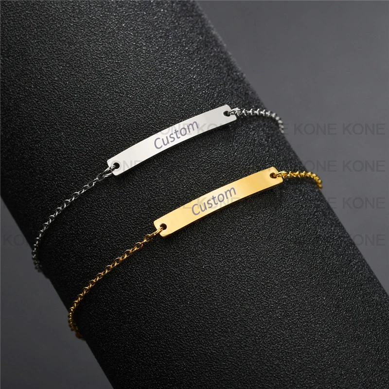 

UZone Custom Name Baby Boy Girl Bracelet Adjustable Stainless Steel Children Nameplate Bracelets Personalized Kids Birthday Gift