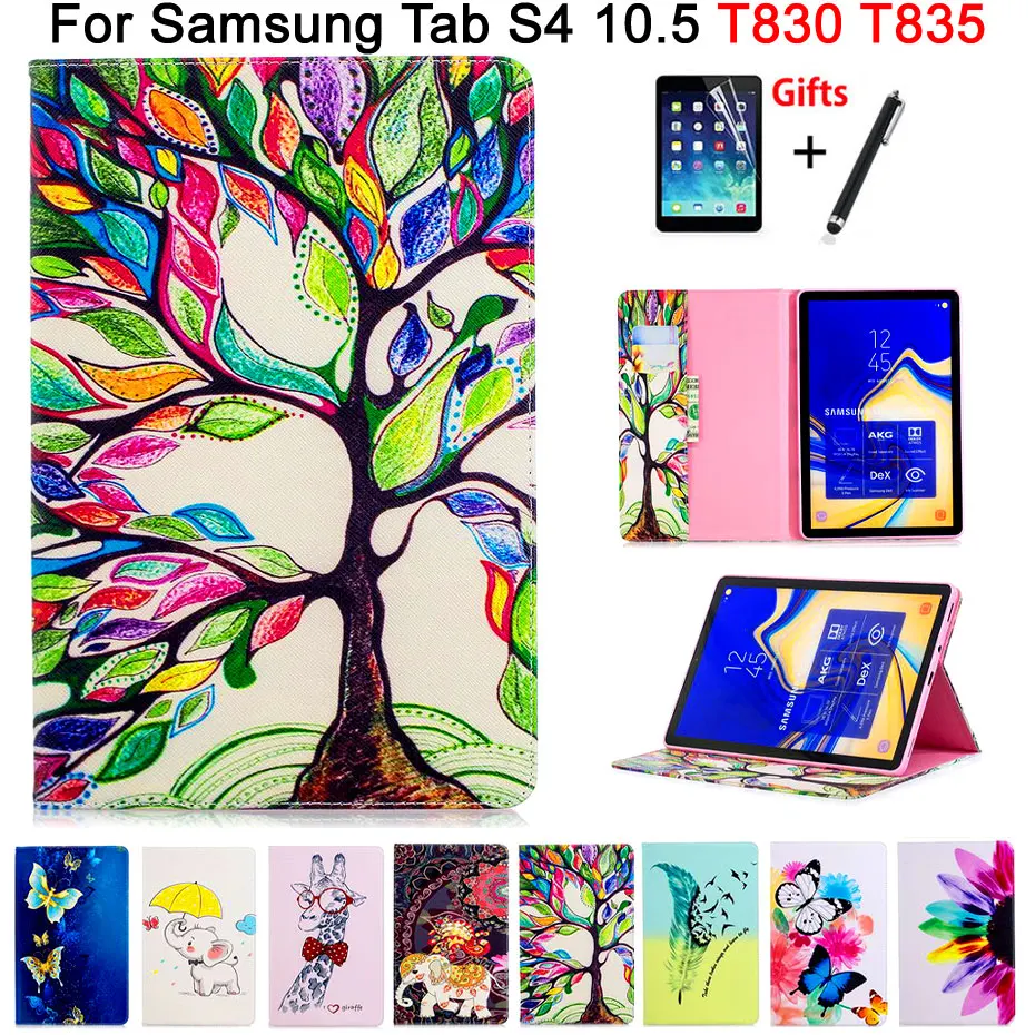 Кожаный чехол для Samsung Galaxy Tab S4 10 5 T830 T835 SM &quot планшета Чехол + пленка стилус|Чехлы