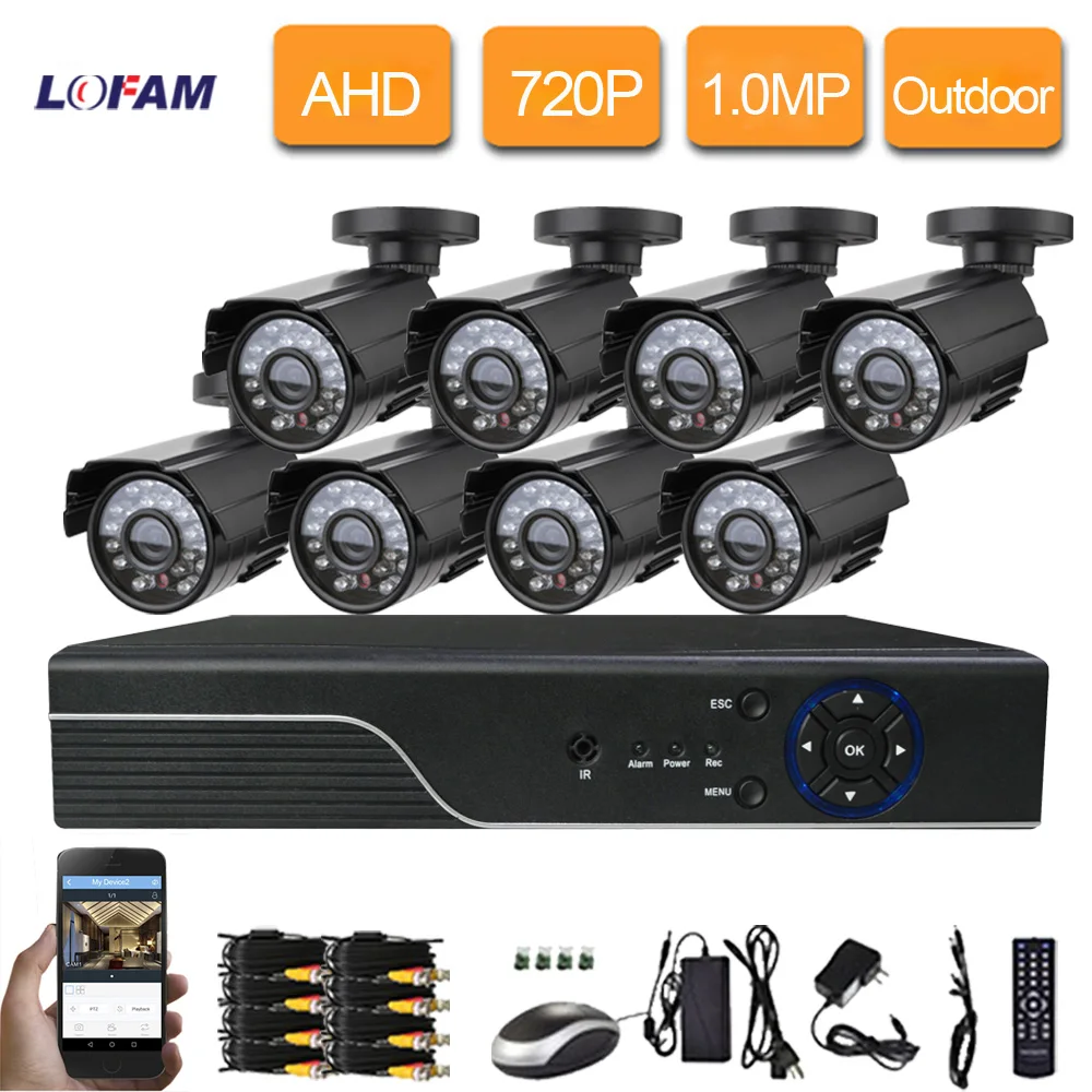LOFAM 8CH система видеонаблюдения 1080N DVR 8x720P 1 мегапиксельная камера наружного