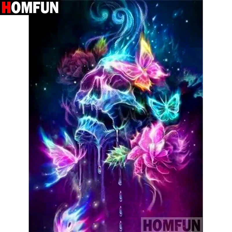 Алмазная 5d-картина HOMFUN цветок череп вышивка крестиком с полными