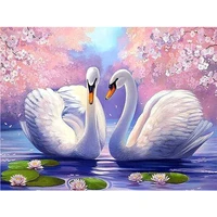 diamond painting swan lover scenery squareround 5d diamond embroidery cross stitch animal wall painting holiday gift wg1022