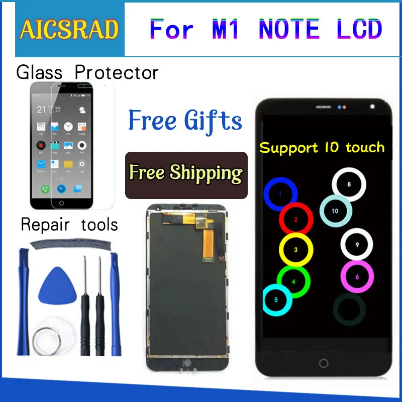 Сенсорный экран AICSRAD для Meizu M1 Note дигитайзер + ЖК дисплей 5 дюйма черный цвет|lcd