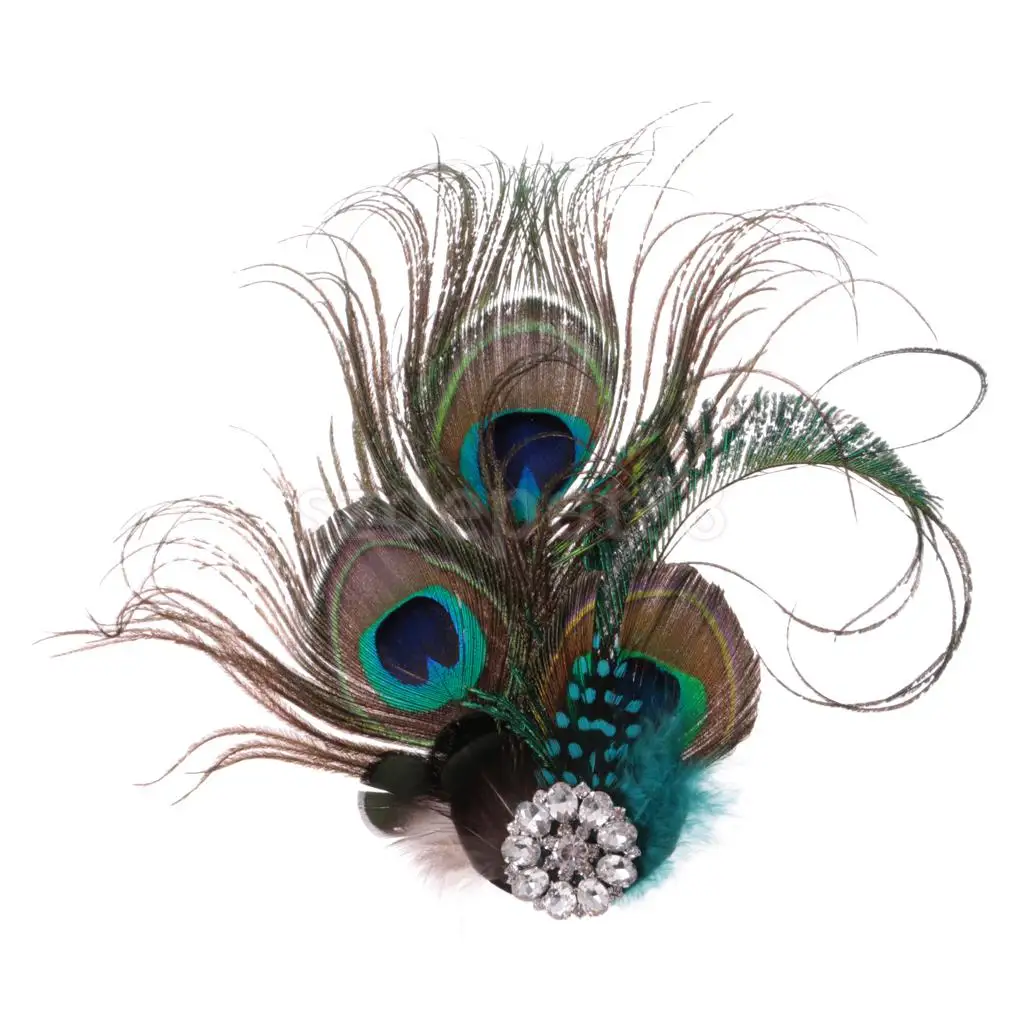 Винтажная заколка для волос с павлиньими перьями кристаллами |