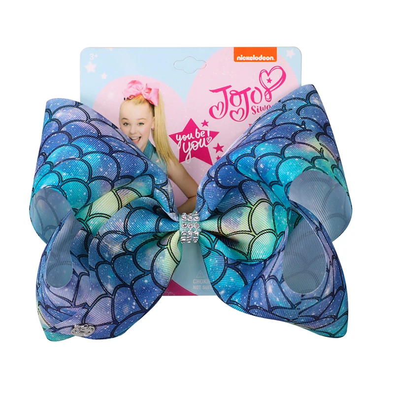 5 8 дюймов аксессуары для волос Jojo банты для девочек Jojo Siwa большой Русалочка печать банты для волос для девочек с зажимами бант ручной работы девушка - Цвет: 5