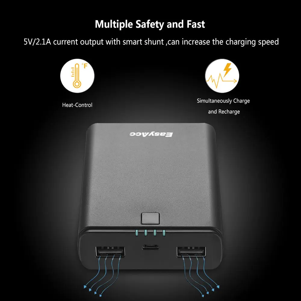 Easyacc внешний аккумулятор 11000 мАч двойной USB портативный зарядное устройство для