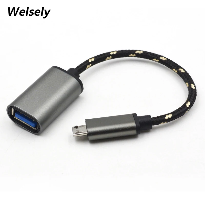 Металлический Micro USB V8 к женскому OTG плетеный кабель адаптер для Samsung HTC Huawei Redmi 4x Meizu