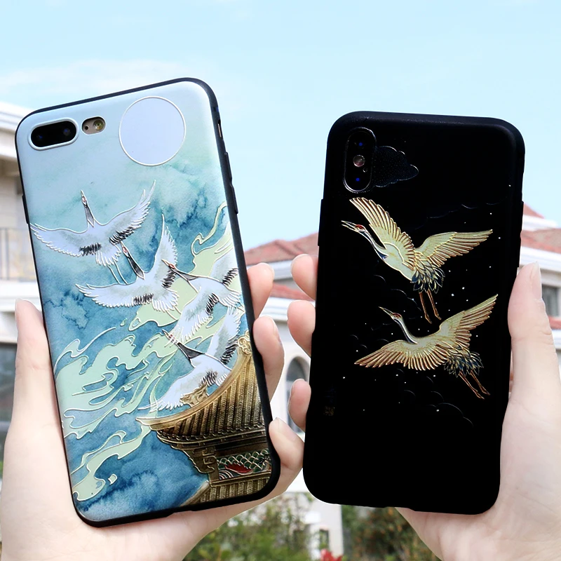 Силиконовый матовый 3D-чехол с тиснением для iPhone 6 plus 6s X 7 8 XR XS Max 11 pro | Мобильные