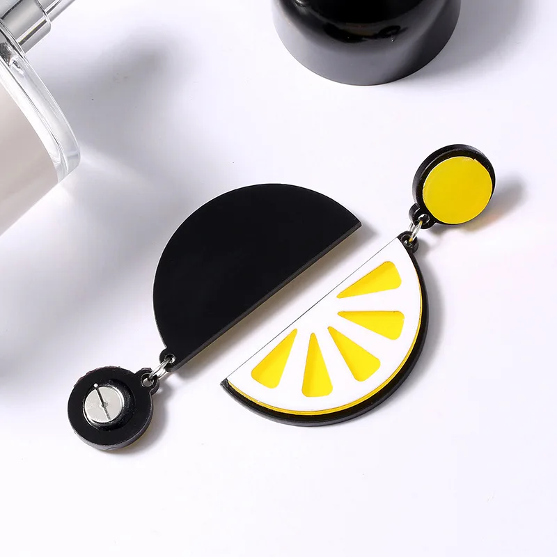 EX350 Новая мода геометрический акриловые серьги нерегулярные фрукты желтый лимон