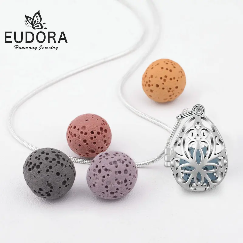 Eudora 12 мм Fllower Духи диффузор медальон кулон ожерелье Лава fit вулканическая лава шар