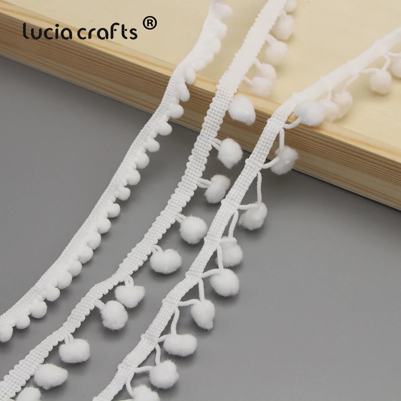 Lucia crafts 5 ярдов 10 мм белая кружевная лента с бахромой и помпоном для