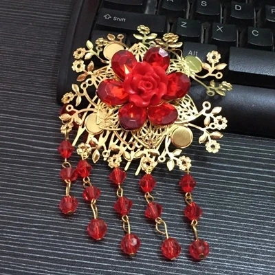 HIMSTORY Свадебный китайский традиционный золотой тон красная розовая бусина