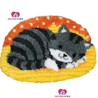 Набор ковровых принадлежностей с защелкой Спящий кот, вязаный ковер с вышивкой, вязальная игла для ковровой вышивки klink haak kleed, аксессуары