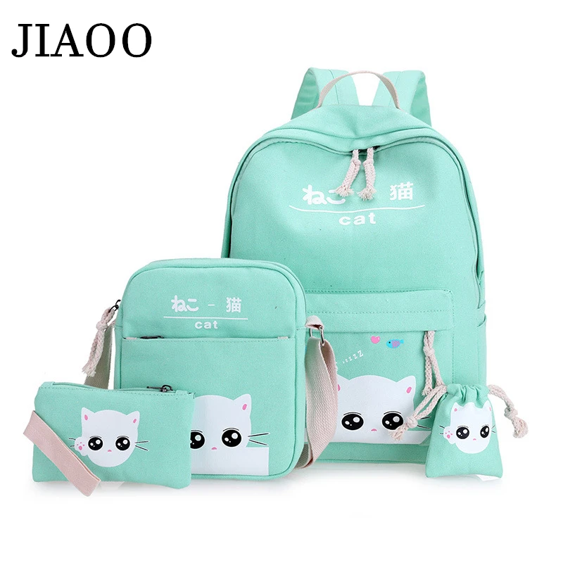 Fashion female backpack 5 Pcs/set Casual Rucksack Women School Backpacks Schoolbags School For Girl Teenagers Canvas Backpack