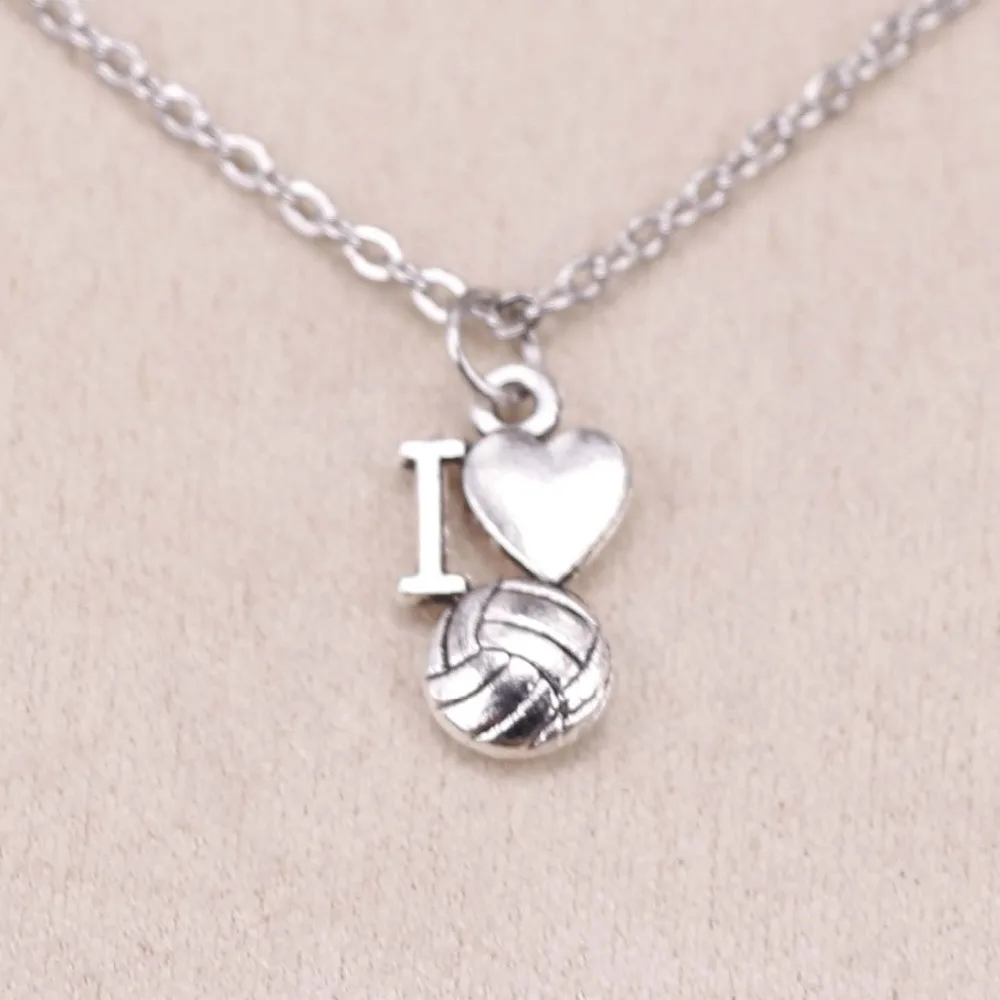Fashion necklace i love volleyball Silver Pendants Short Long Chains For Women Jewelry Necklace Gift | Украшения и аксессуары