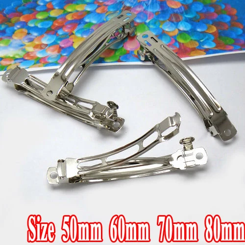 20pcs Wholesale Platinum Dull Silver Plated  Tone Metal Barrette Hair Clip Blank DIY Hair Findings Settings for Jewelry Making