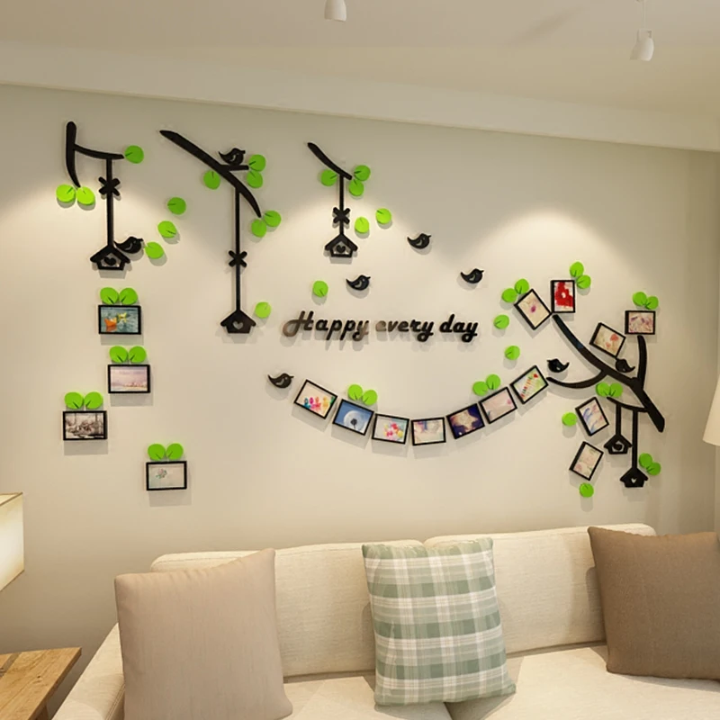 

Creative INS photo frame tree DIY Children's room bedroom home living room TV background wall decoration 3D acrylic wall sticker