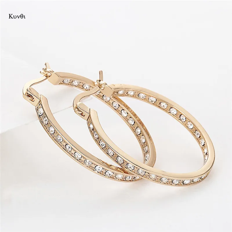 Ослепительные большие серьги кольца прозрачный кристалл для женщин Элегантный