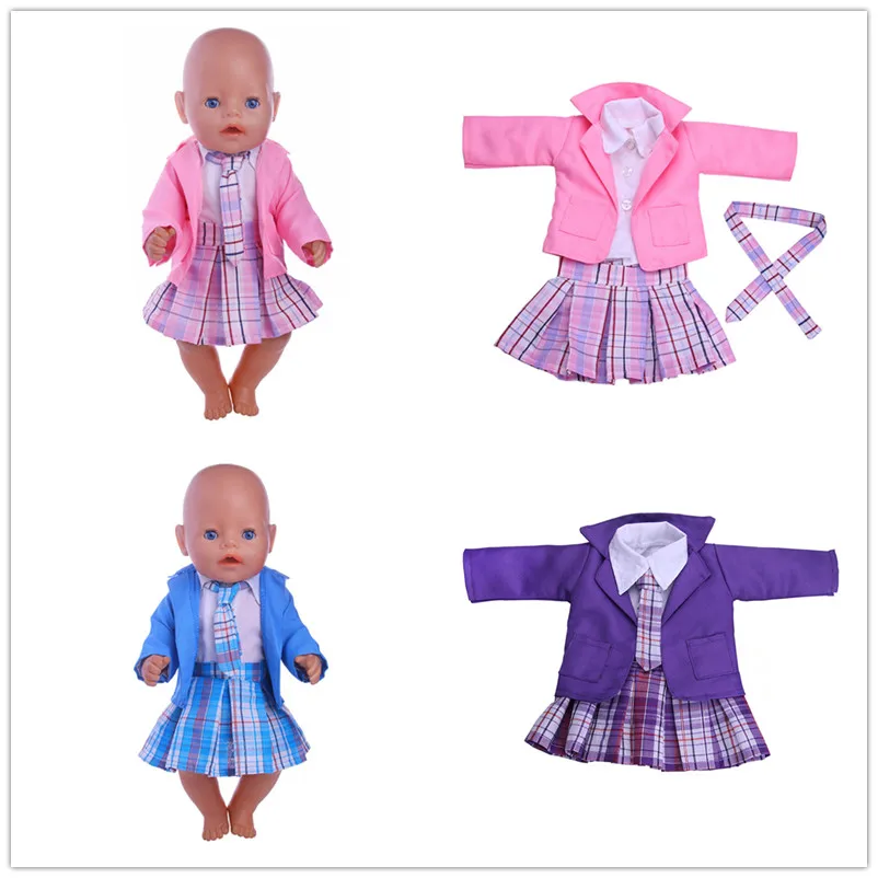 1 компл. = пальто + футболка галстук юбка куклы одежда подходит 43 см детские Born Zapf