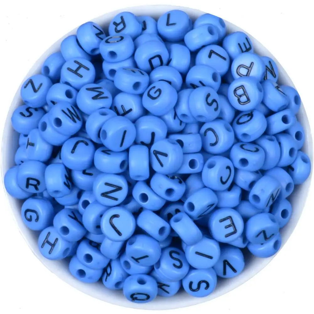 

200Pcs Light Blue 7MM Round Acrylic Alphabet Letter Beads For Beading DIY Bracelet Necklace Jewelry Making Accessorie