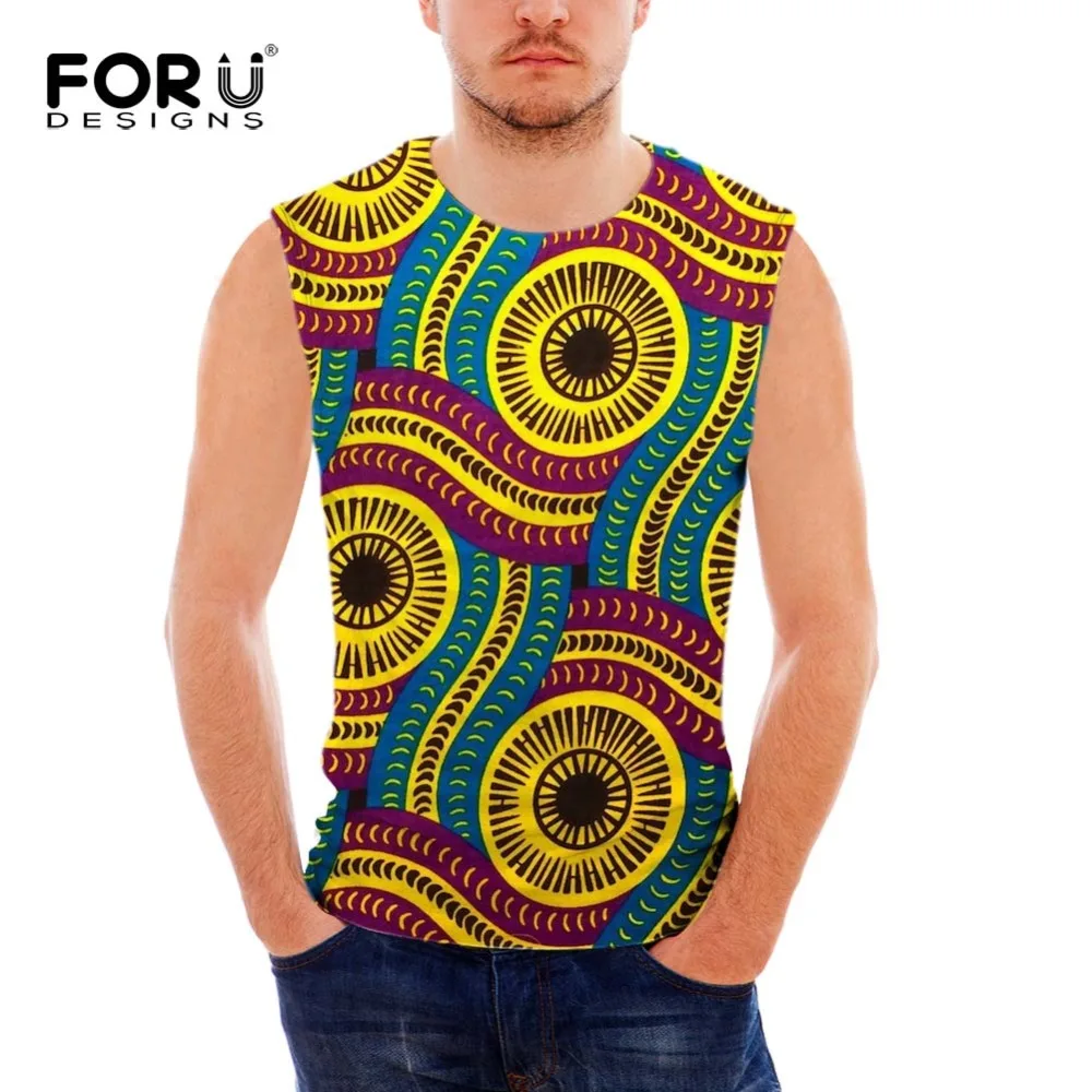 FORUDESIGNS/Летняя майка для мужчин одежда и фитнес африканские принты мужские