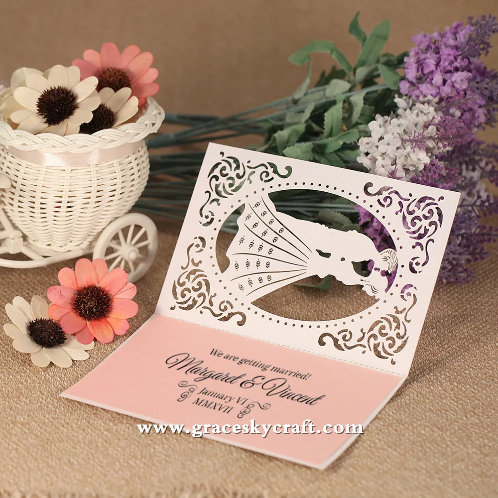 50 шт. Бесплатная доставка Лазерная резка 2017 Новый дизайн для невесты и жениха