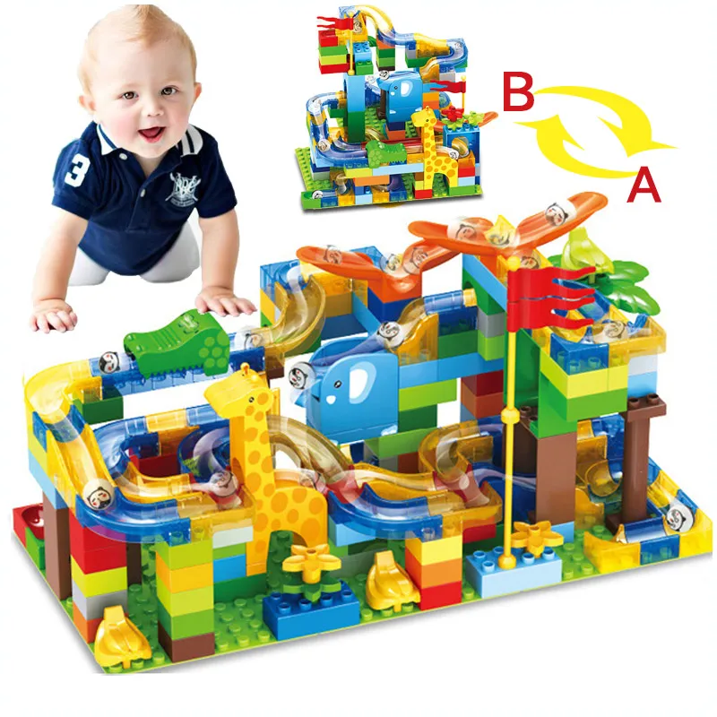 

168PC DIY Bricks Marble Race Run Block Maze Ball Track Building Blocks Funnel Slide Compatible all brands toys for Children
