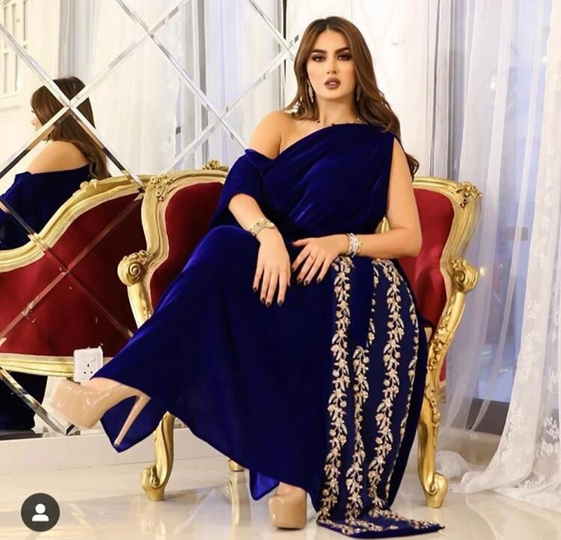 

New Arrival Royal blue dubai kaftan evening dresses Long 2023 Beading Lace Evening gown dress Arabic Party dress formal dresses