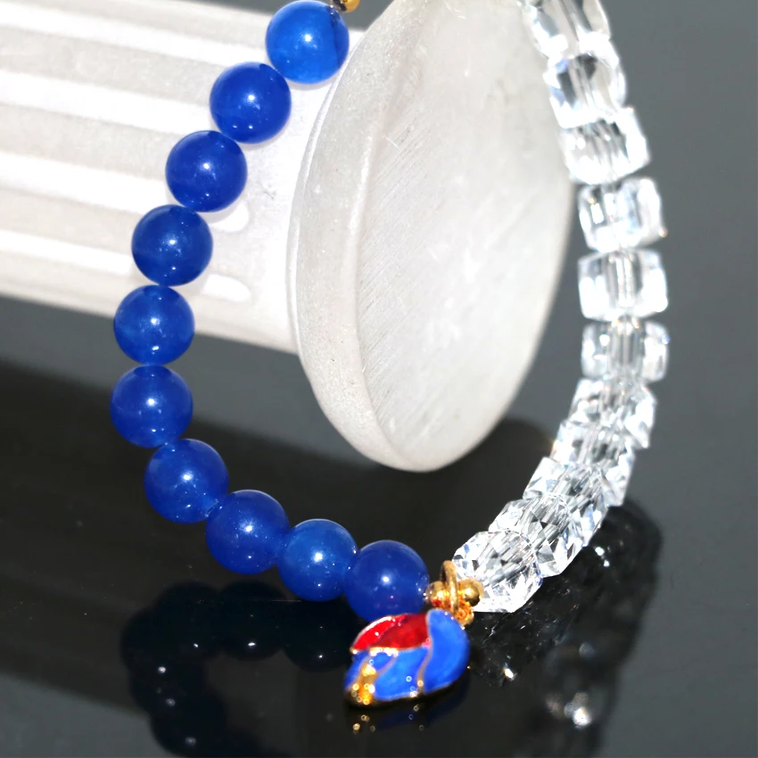 Богемия Стиль зеленый синий 8 мм натуральный камень нефрит Халцедон Круглые Бусы