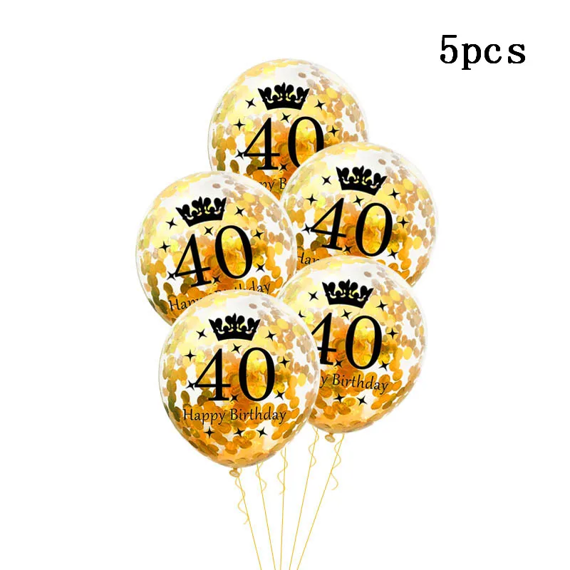 5pcs Gold 40 Розовое золото конфетти номер воздушные шары 30 40 50 60 день рождения украшения для взрослых юбилей Свадебные украшения воздушные шары - Цвет: 5pcs Gold 40