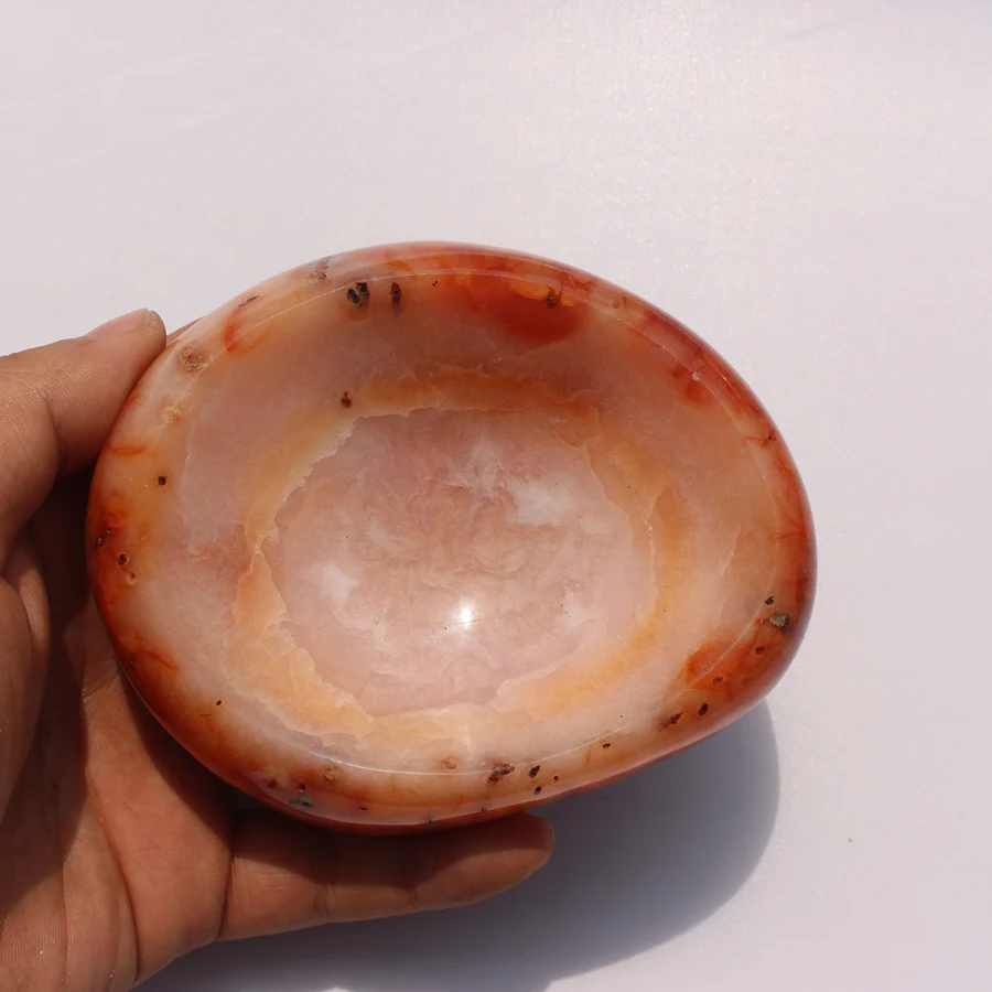 NEW LISTING 730g Natural Red Agate Crystal Ashtray Polished Madagascar Stone Samples Free shipping M1407 | Дом и сад