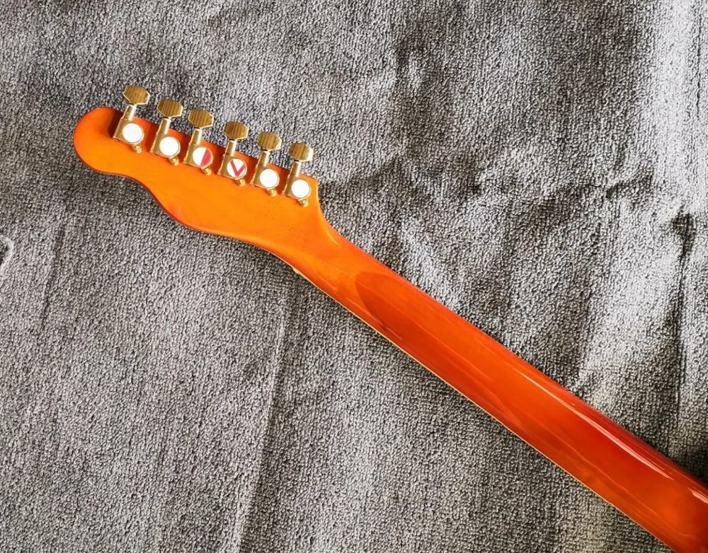 Высококачественный QShelly custom orange TL полый корпус f hole ebony фингерборд Золотой мост