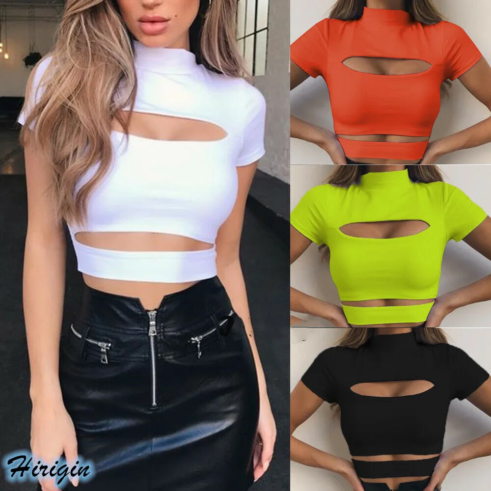 Летние женские короткие футболки новинка 2019 летние повседневные однотонные с