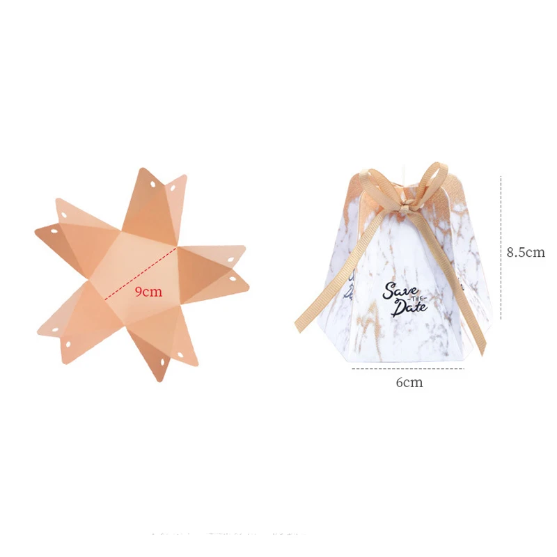 

Marbling Irregular Hexagon Candy Box"Save The Date"Wedding Favors Gift Box Favors Chocolate Box Box Event Party Packaging Suppli