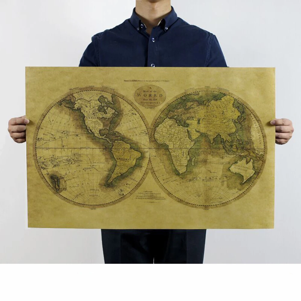 Ретро крафт бумага карта мира для офиса гостиной спальни Декор 72.5x45.5cm|Карты| |