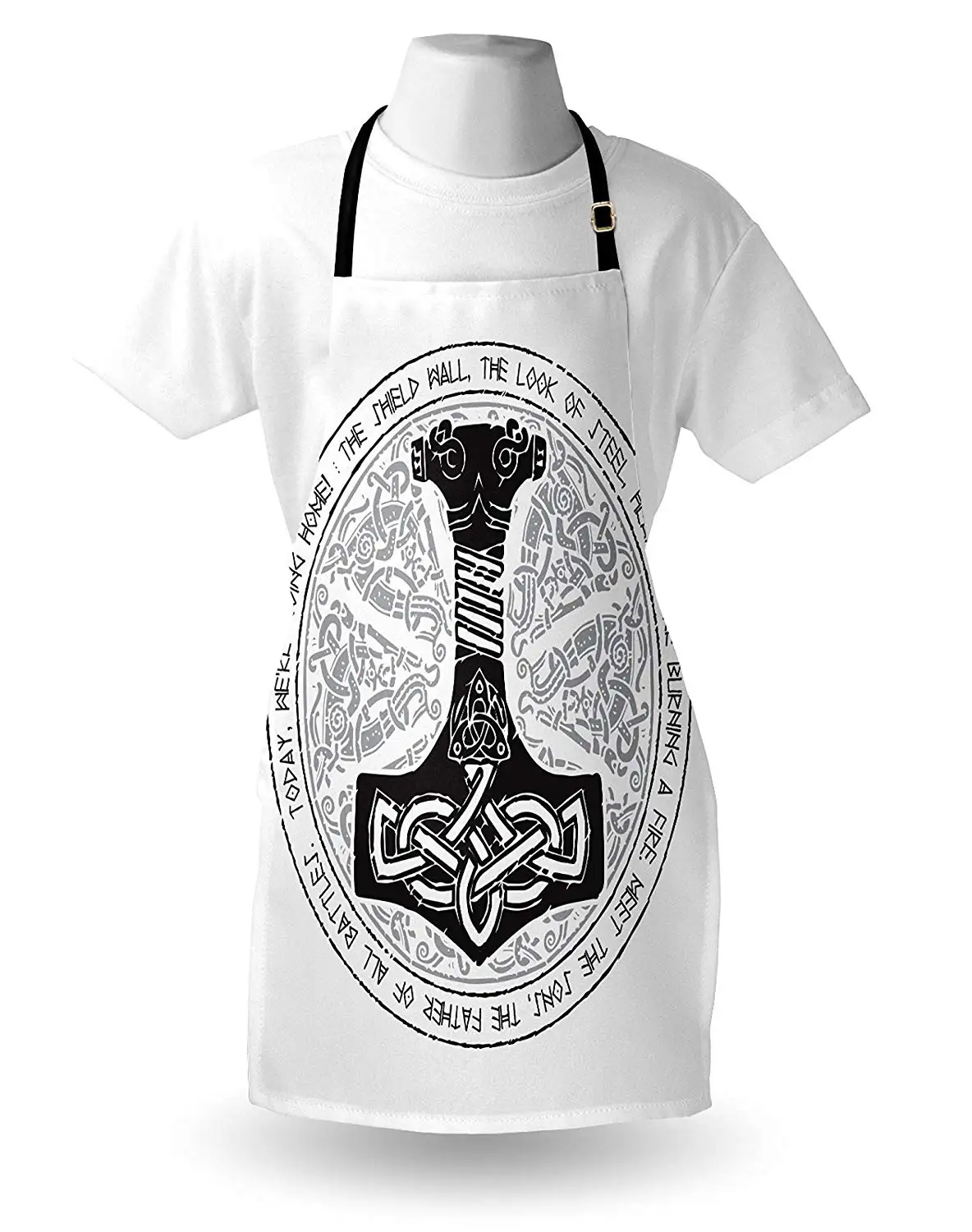 Mjolnir Apron Round Traditional Scandinavian Sacred Icon Poetic Nordic Tribal Symbol Kitchen Accessories for Cooking Baking | Дом и сад
