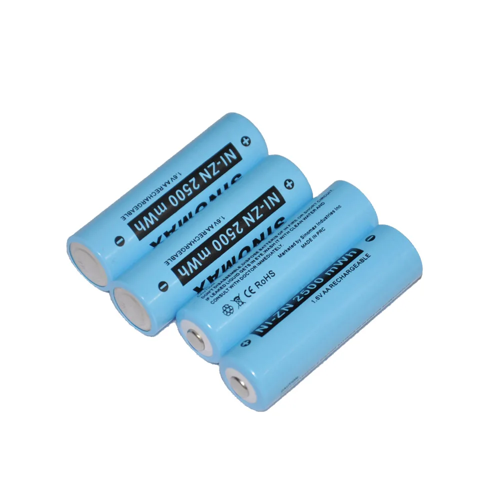 4 шт. AA Размер 2500mAh батарея Ni-Zn 1 6 V перезаряжаемые NiZn батареи заменить для 2 Ni-MH 5
