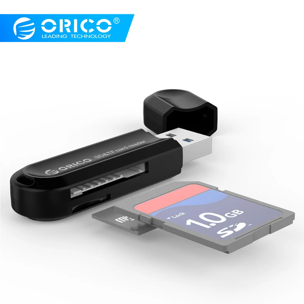 ORICO USB 3,0 TF/SD кард-ридер Mini USB3.0 USB C двойной кард-ридер Поддержка SD/TF с многофункциональным дизайном-черный/белый
