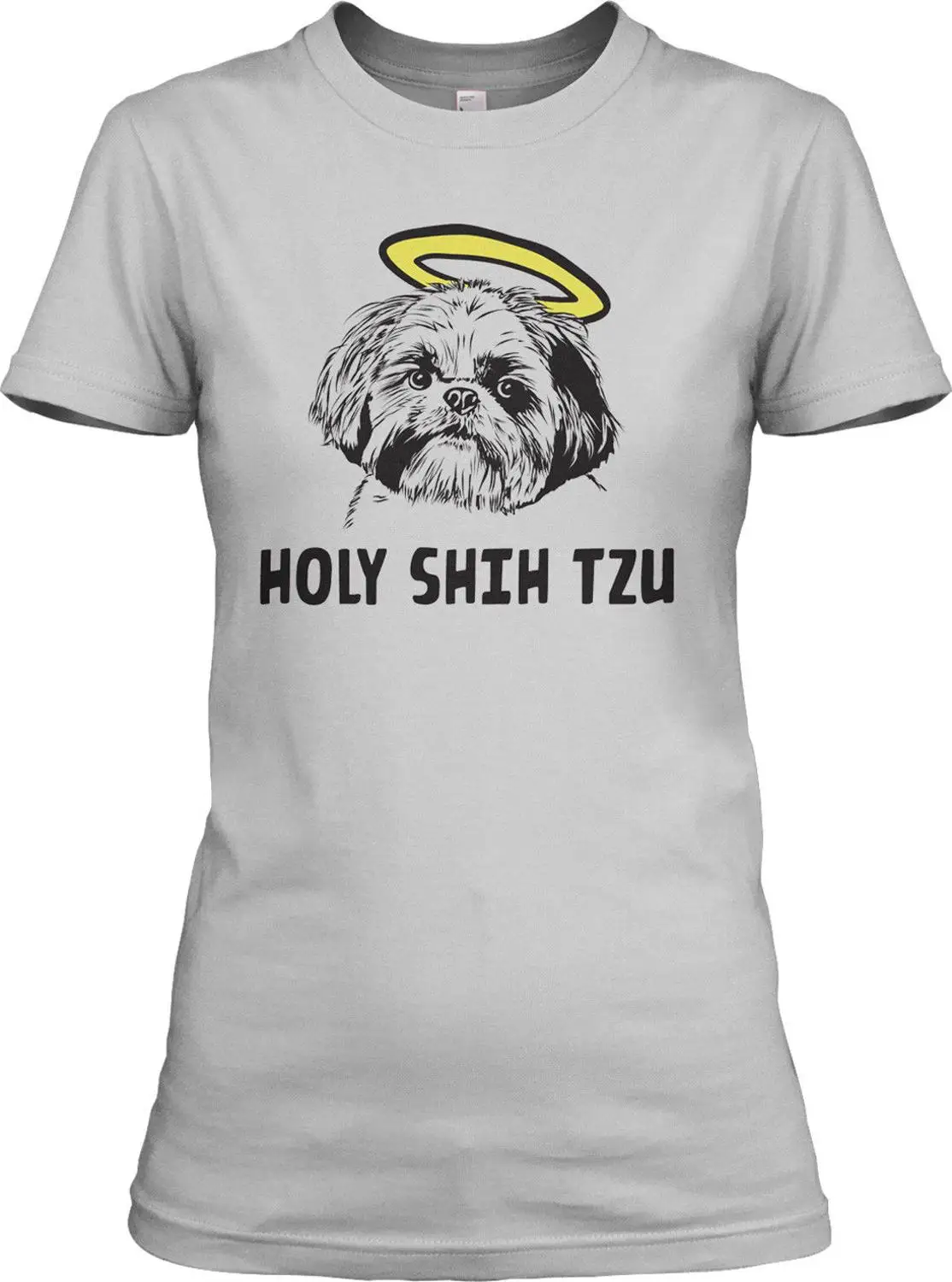 Женская футболка с надписью Holy Shih Tzu забавная Футболка принтом Собака шицу для