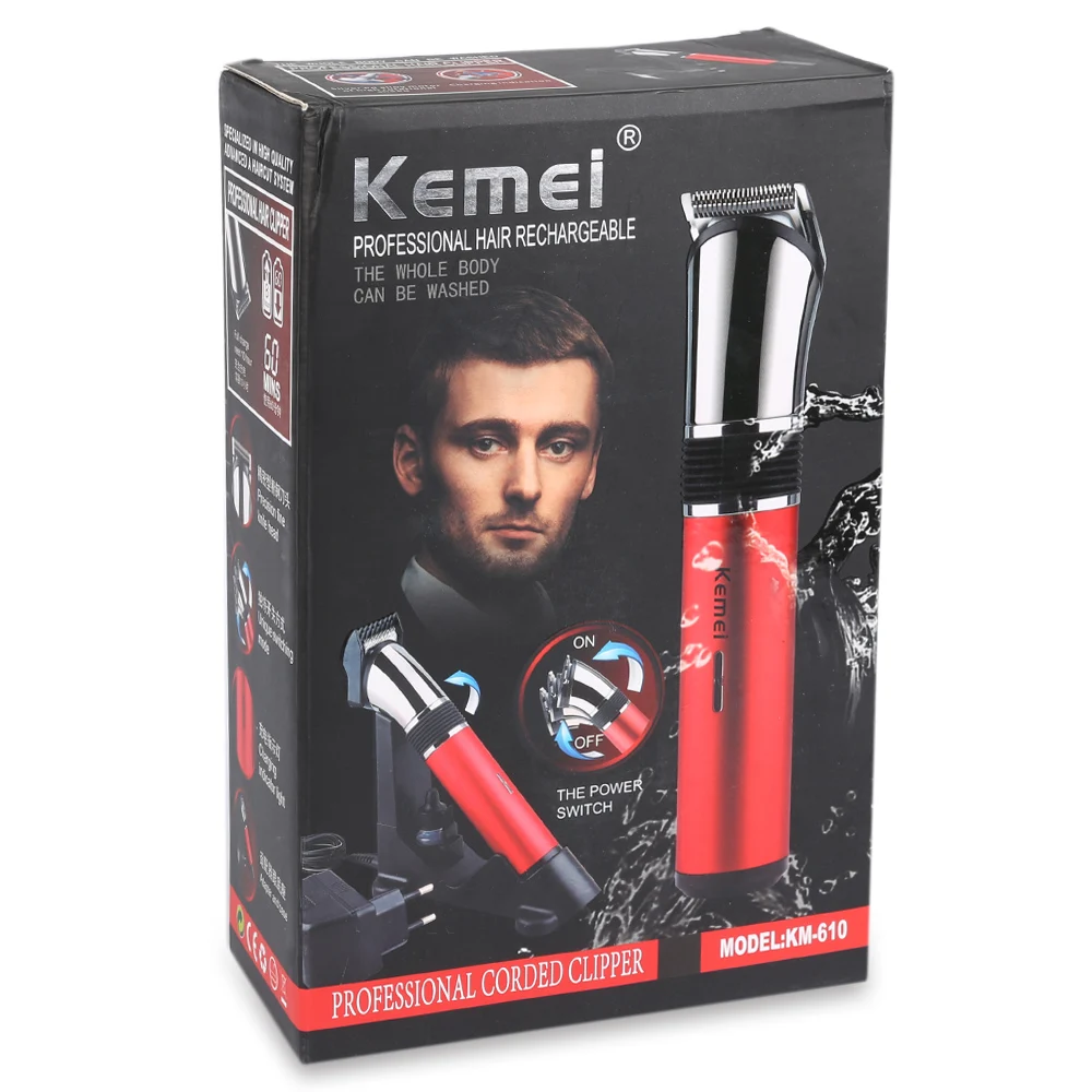 Kemei KM-610 Профессиональный Перезаряжаемые для стрижки волос триммер бороды