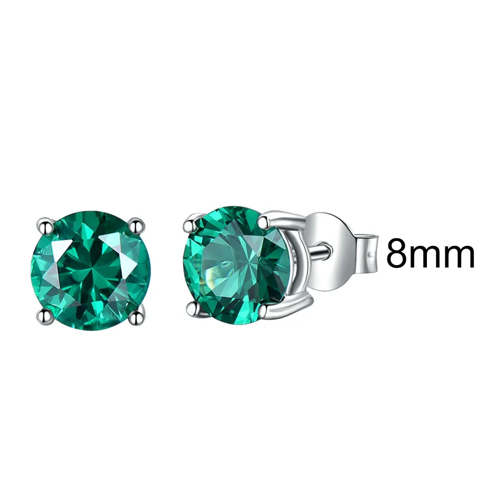 8mm Umcho Nano России Изумрудный натуральная 925 серебро Серьги-гвоздики для Для женщин Обручение свадебный подарок себе Серьги - Цвет камня: 8mm