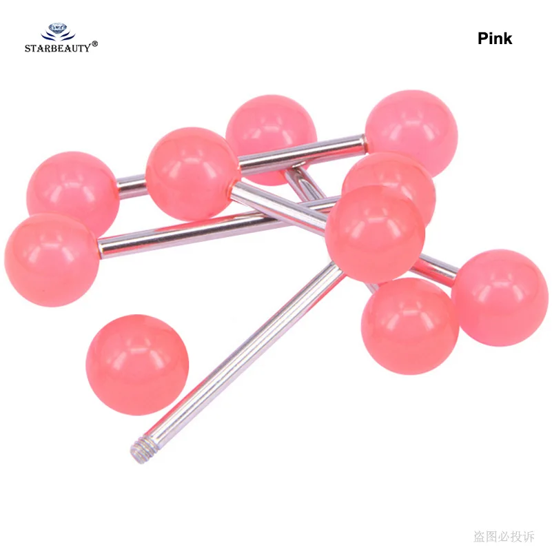 Pink x 7pcs 7 шт./партия фосфоресцирующий Радужный оральный секс язык кольцо-пирсинг в язык Акриловый пирсинг кольцо для соска Спираль пирсинг Ланге - Окраска металла: Pink x 7pcs